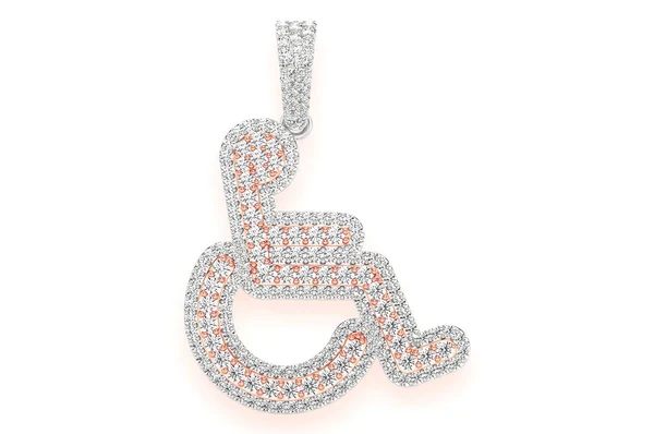 2.65ct Diamond Wheelchair Pendant 18K Solid Gold - Image 4