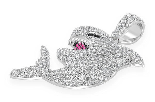 2.75ct Diamond Shark Pendant 18K Solid Gold - Image 5