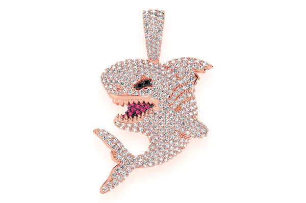 2.75ct Diamond Shark Pendant 18K Solid Gold - Image 7