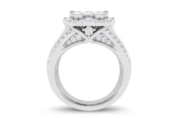 2.75ct Diamond Square Cluster All Natural Engagement Ring 18K White Gold - Image 3