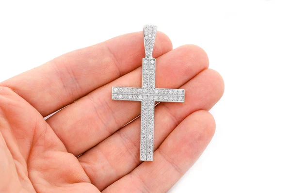 2.75ct Diamond Straight Accent Cross Pendant 18K Solid Gold - Image 6