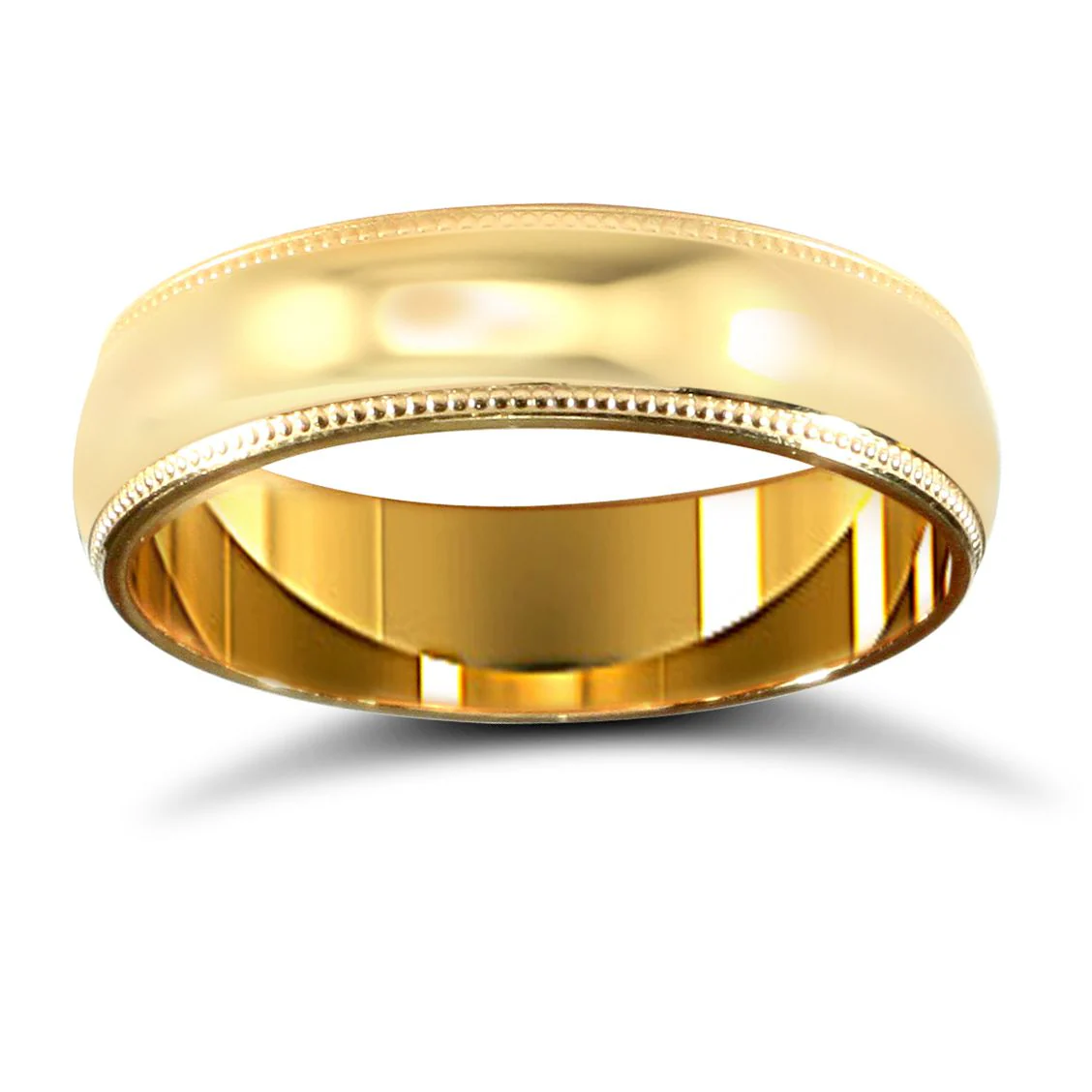 22ct Yellow Gold Standard Weight 5mm Court Profile Mill Grain Wedding Ring