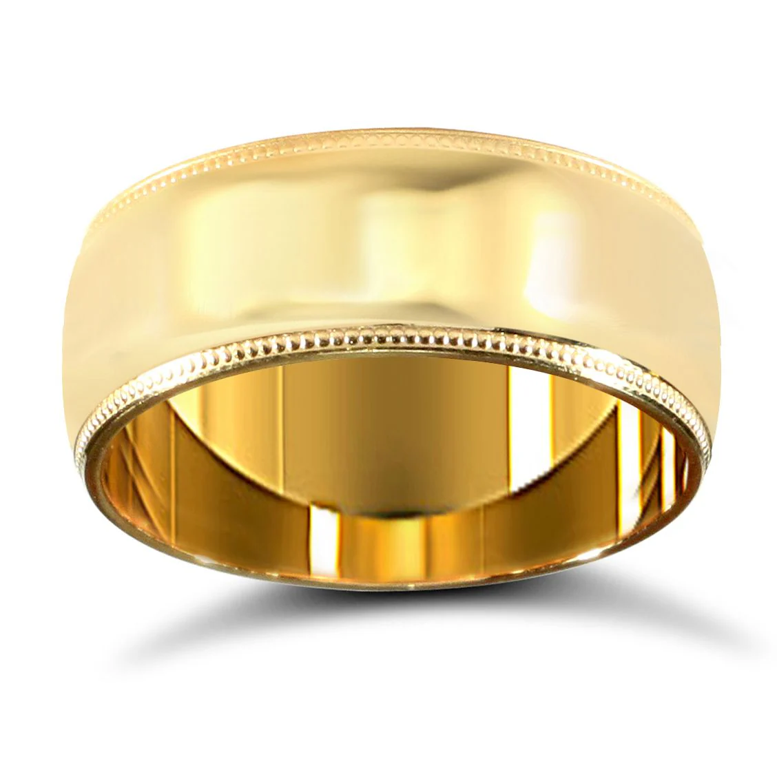 22ct Yellow Gold Standard Weight 8mm Court Profile Mill Grain Wedding Ring