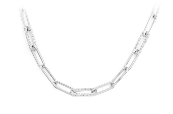 3.00ct Diamond 3 Row Elongated Rolo Link Necklace 18K Solid Gold - Image 4