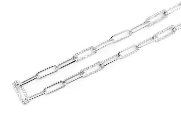 3.00ct Diamond 3 Row Elongated Rolo Link Necklace 18K Solid Gold - Image 5