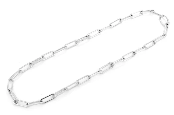 3.00ct Diamond 3 Row Elongated Rolo Link Necklace 18K Solid Gold - Image 6
