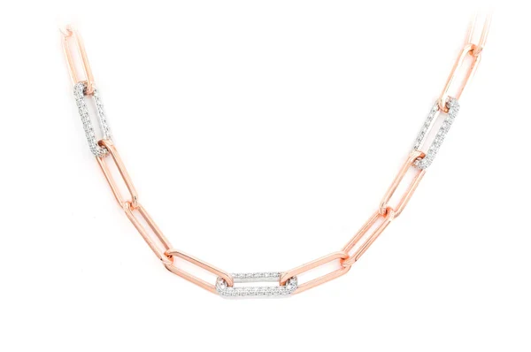 3.00ct Diamond 3 Row Elongated Rolo Link Necklace 18K Solid Gold - Image 7