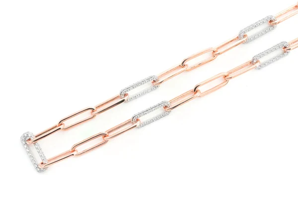 3.00ct Diamond 3 Row Elongated Rolo Link Necklace 18K Solid Gold - Image 8
