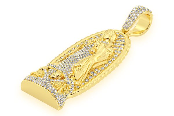 3.20ct Diamond Virgin Of Guadalupe Statue Pendant 18K Solid Gold - Image 2