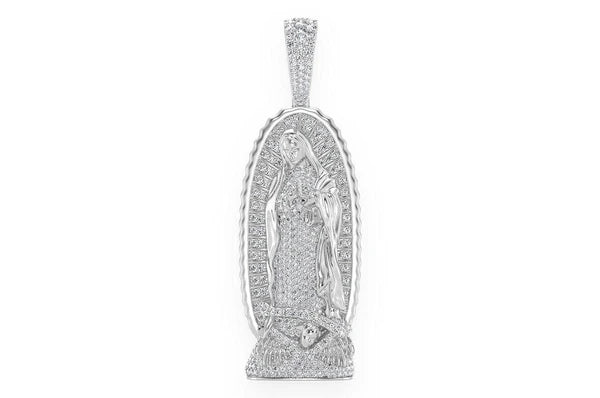 3.20ct Diamond Virgin Of Guadalupe Statue Pendant 18K Solid Gold - Image 7