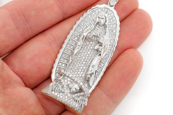 3.20ct Diamond Virgin Of Guadalupe Statue Pendant 18K Solid Gold - Image 9