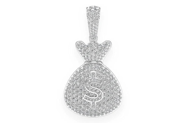 3.33ct Diamond Money Bag Pendant 18K Solid Gold - Image 7