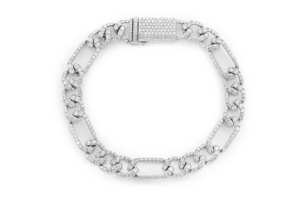 3.50ct Diamond 6mm Figaro Link Bracelet 18K Solid Gold - Image 4
