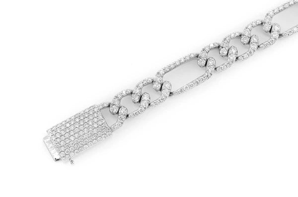 3.50ct Diamond 6mm Figaro Link Bracelet 18K Solid Gold - Image 5