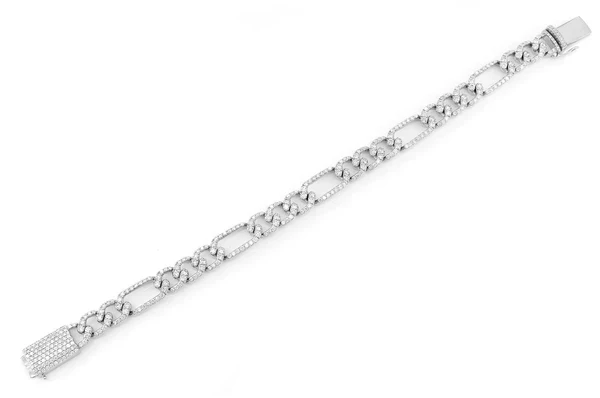 3.50ct Diamond 6mm Figaro Link Bracelet 18K Solid Gold - Image 6