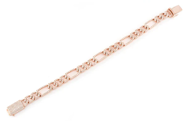 3.50ct Diamond 6mm Figaro Link Bracelet 18K Solid Gold - Image 9