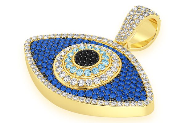 3.50ct Diamond Evil Eye Pendant 18K Solid Gold - Image 2