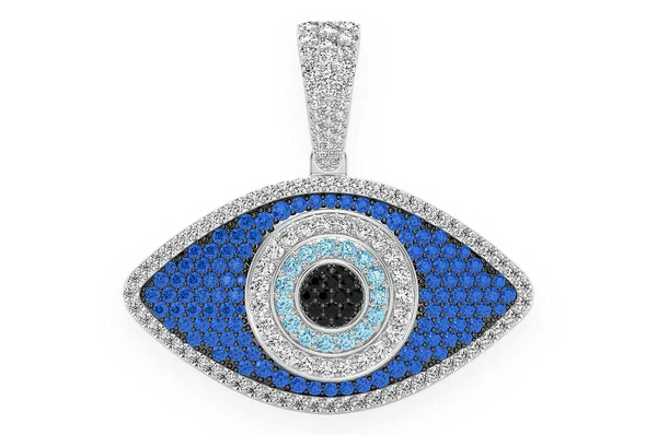 3.50ct Diamond Evil Eye Pendant 18K Solid Gold - Image 4