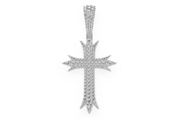 3.75ct Diamond Deco Cross Pendant 18K Solid Gold - Image 4