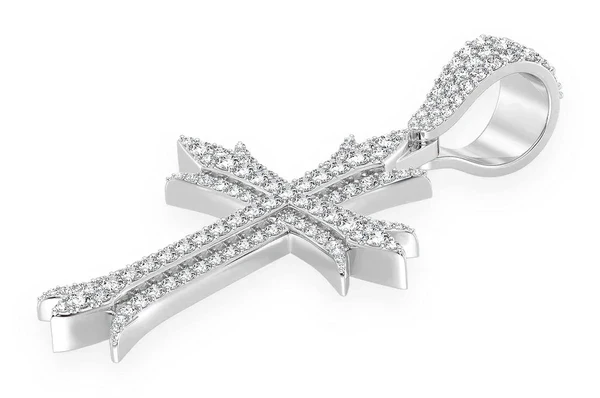 3.75ct Diamond Deco Cross Pendant 18K Solid Gold - Image 5