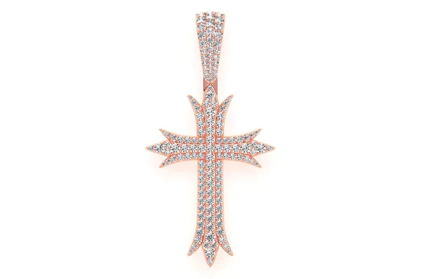 3.75ct Diamond Deco Cross Pendant 18K Solid Gold - Image 7