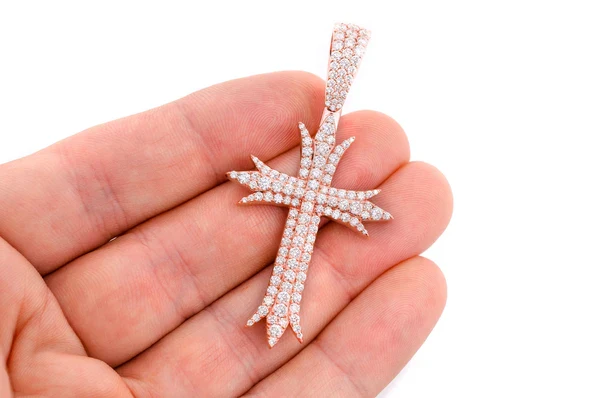 3.75ct Diamond Deco Cross Pendant 18K Solid Gold - Image 9