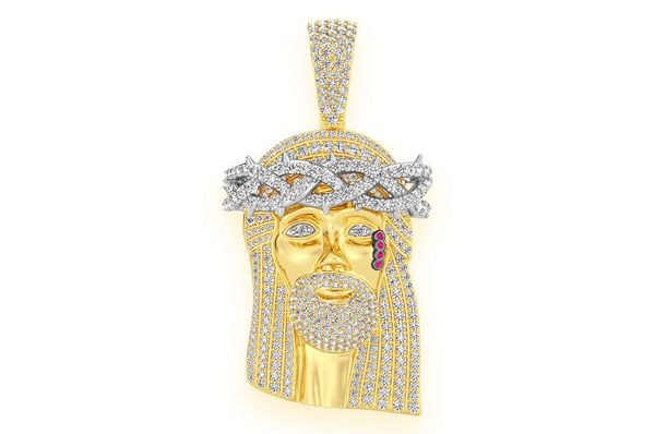 3.75ct Diamond Jesus Pendant 18K Solid Gold