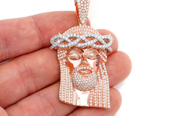 3.75ct Diamond Jesus Pendant 18K Solid Gold - Image 6