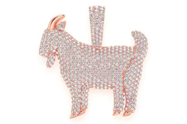 3.75ct Diamond Standing Goat Pendant 18K Solid Gold - Image 4