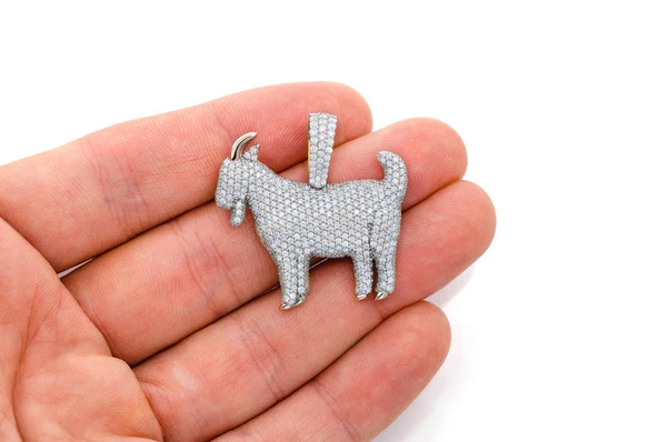 3.75ct Diamond Standing Goat Pendant 18K Solid Gold - Image 9