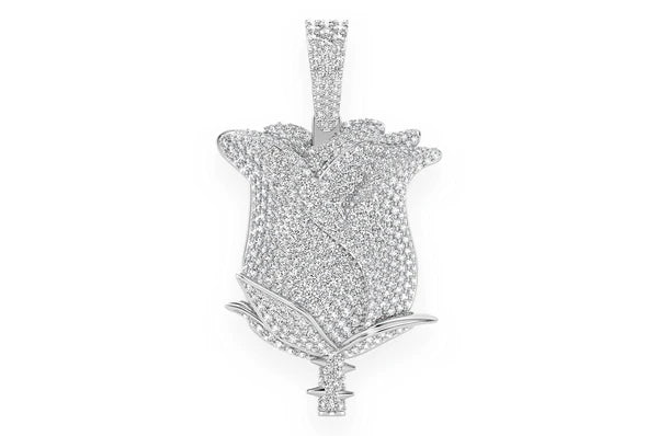 4.25ct Diamond Rose Flower Pendant 18K Solid Gold - Image 7