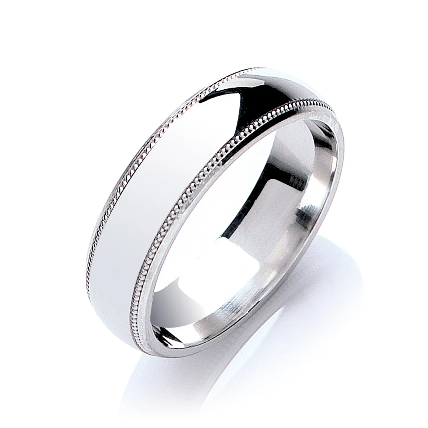 6mm Court Mill Grain Edges Wedding Band - Palladium 950
