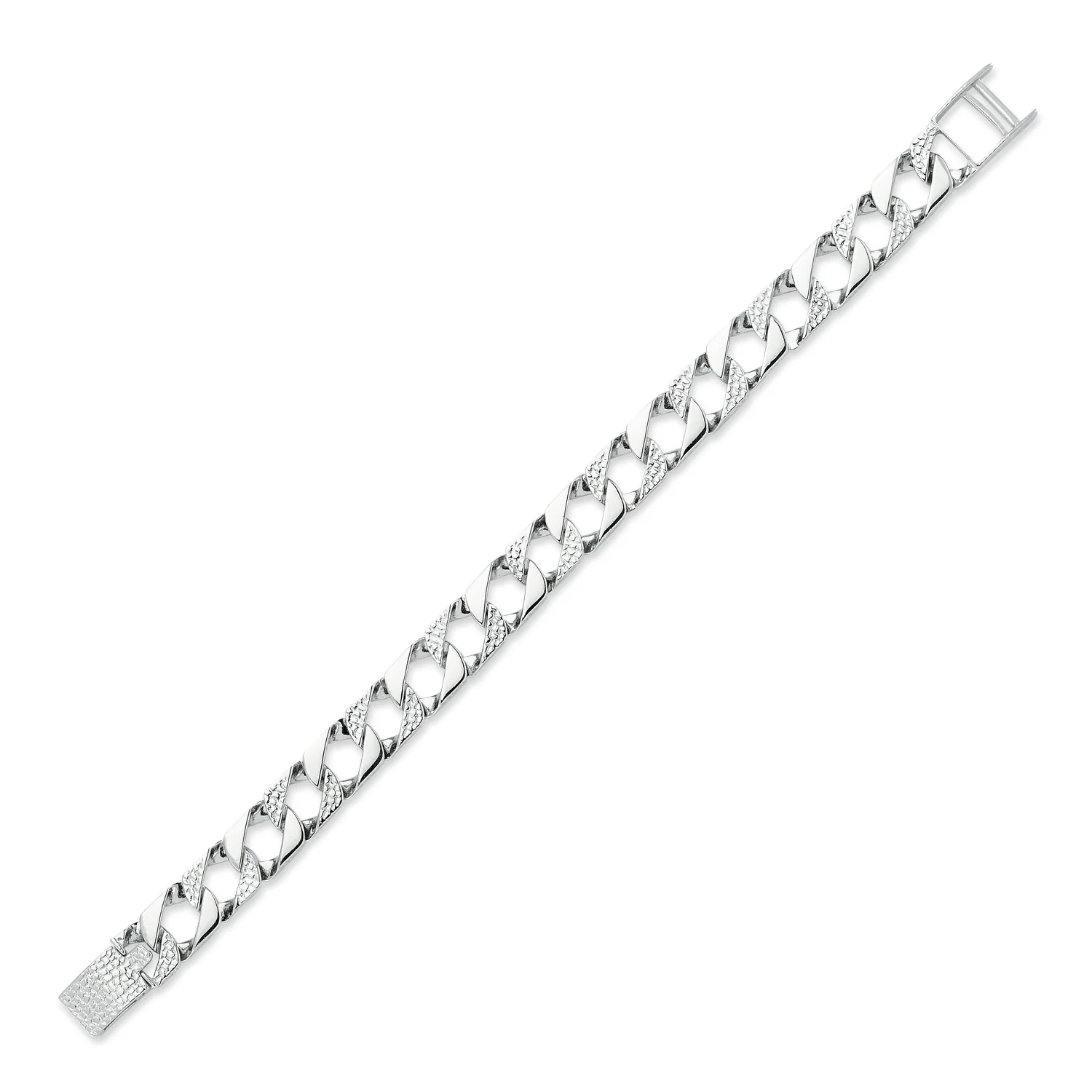 925 Silver Cast Lizard and Plain Curb Bracelet