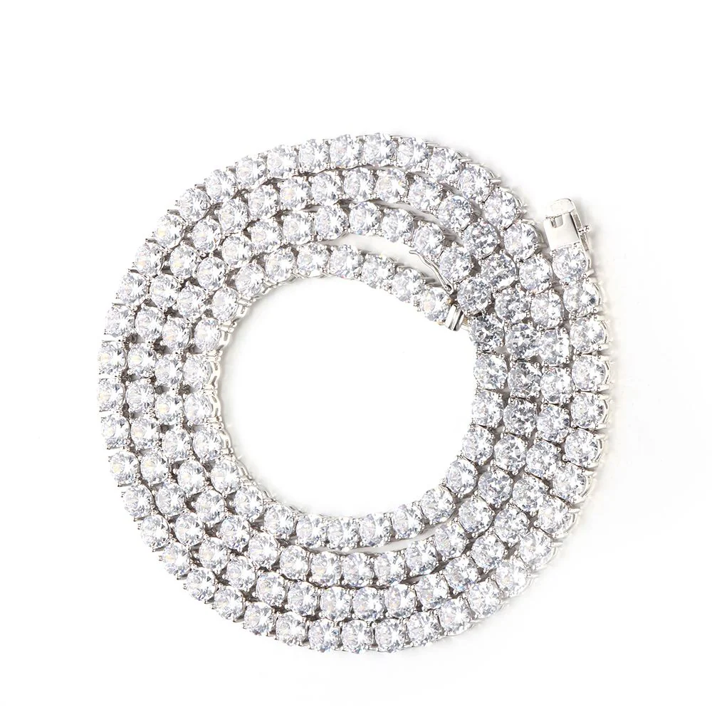 925 Silver Cubic Zirconia Set Tennis Necklace 6.0mm 17 Inch - Image 2