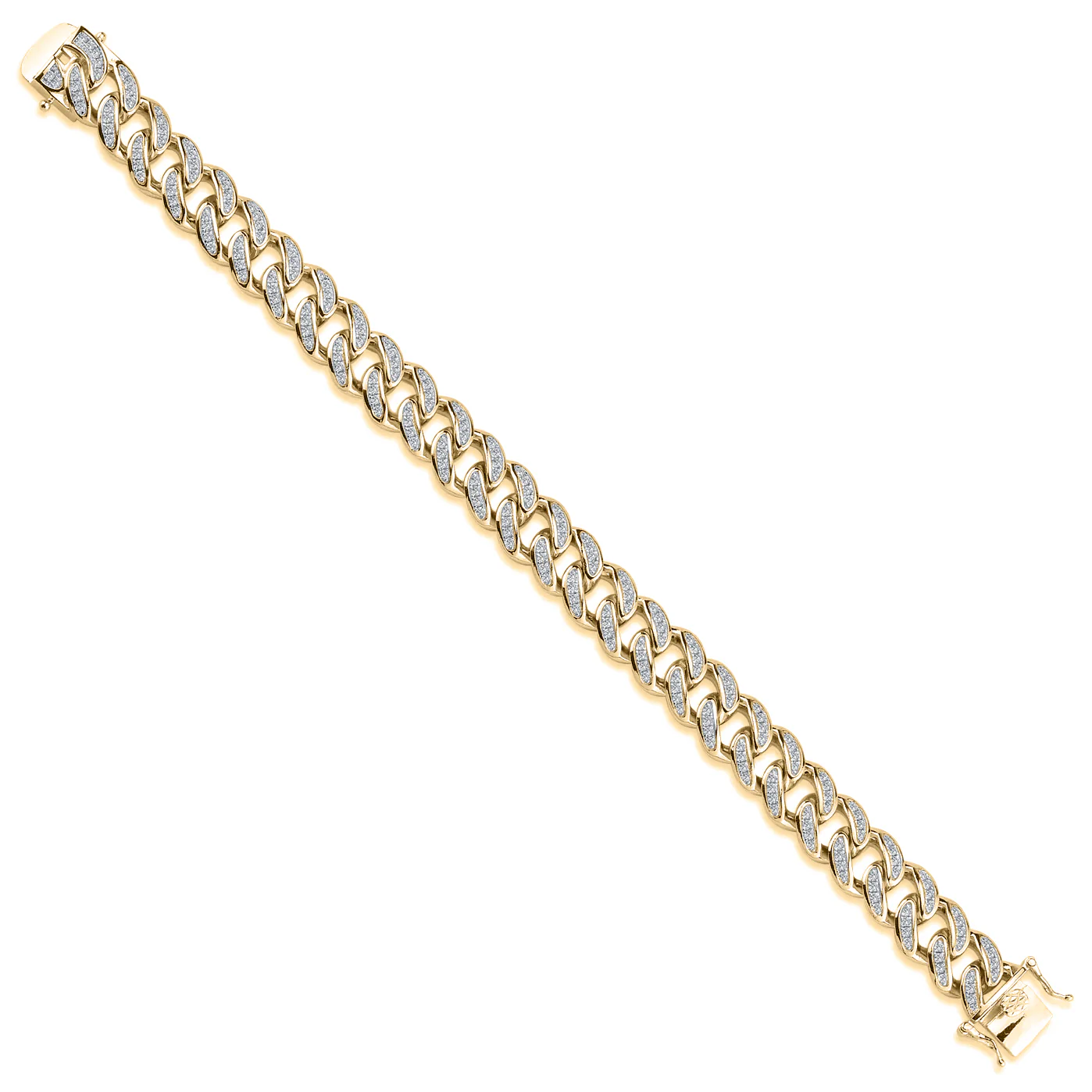 925 Silver Gold Plated Cubic Zirconia Set Cuban Bracelet