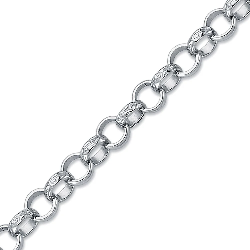 925 Silver Patterned & Plain Belcher Bracelet
