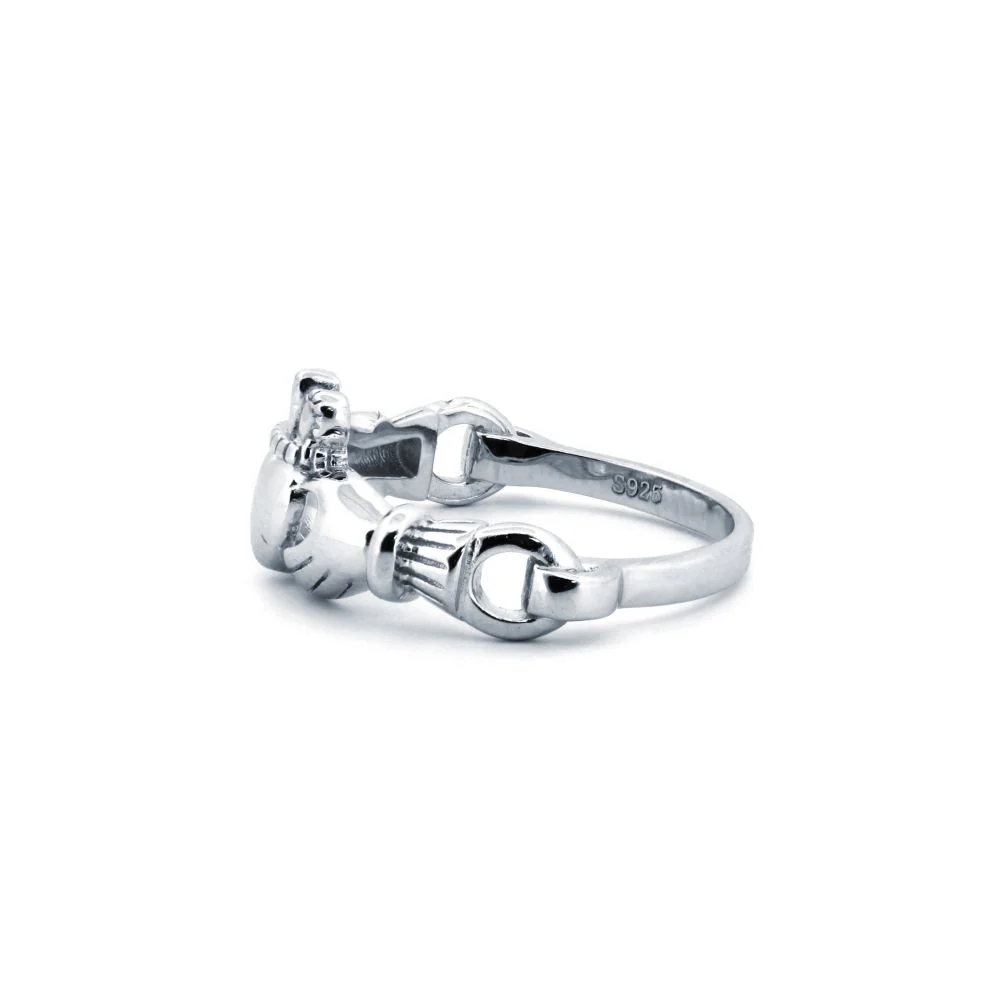 925 Silver Rhodium Claddagh Ring - Image 3