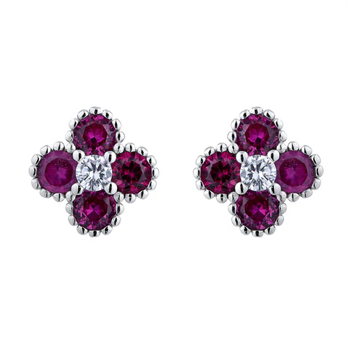 925 Silver Rhodium Cubic Zirconia Set Clover Studs