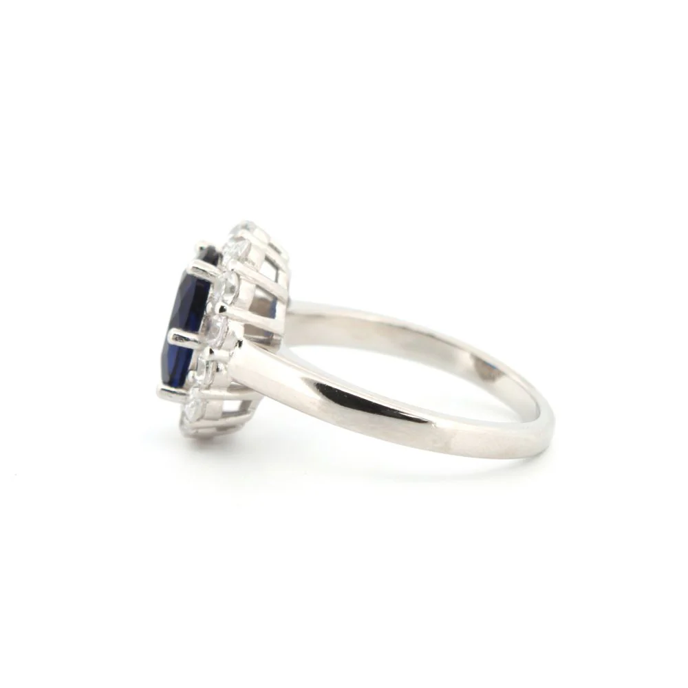 925 Silver Rhodium Cubic Zirconia Set Dress Ring - Image 3