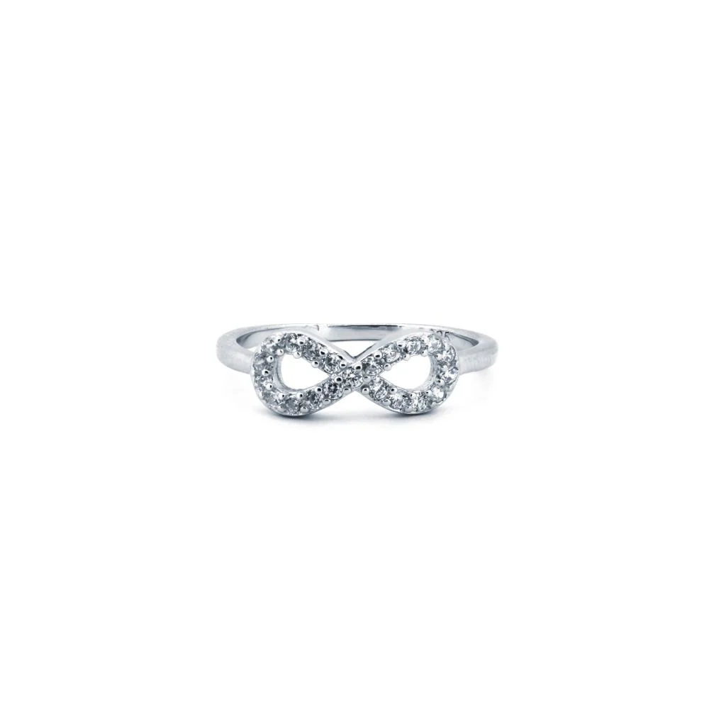 925 Silver Rhodium Cubic Zirconia Set Infiniti Ring