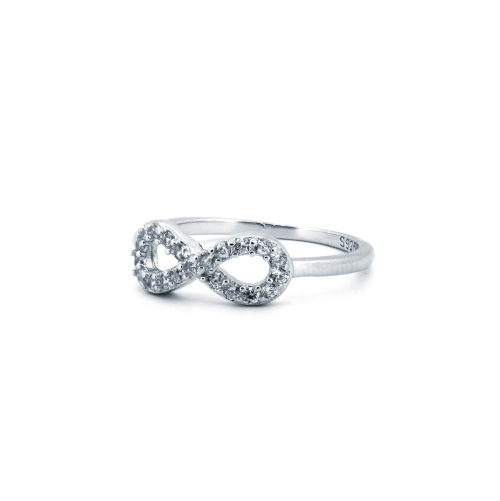 925 Silver Rhodium Cubic Zirconia Set Infiniti Ring - Image 2