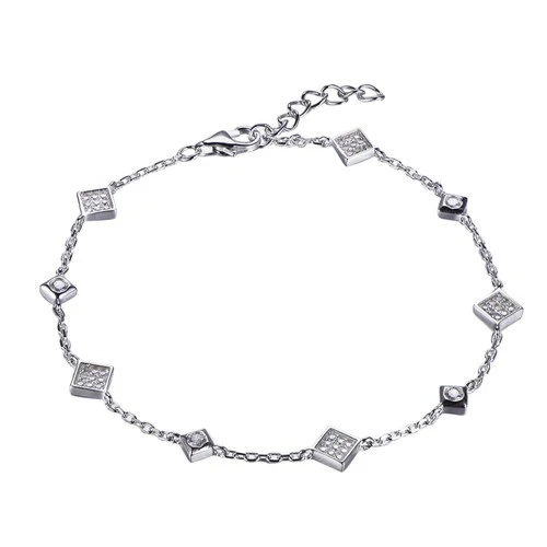 925 Silver Rhodium Plated Cubic Zirconia Set Bracelet