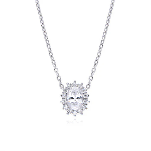 925 Silver Rhodium Plated Cubic Zirconia Set Princess Kate Necklace