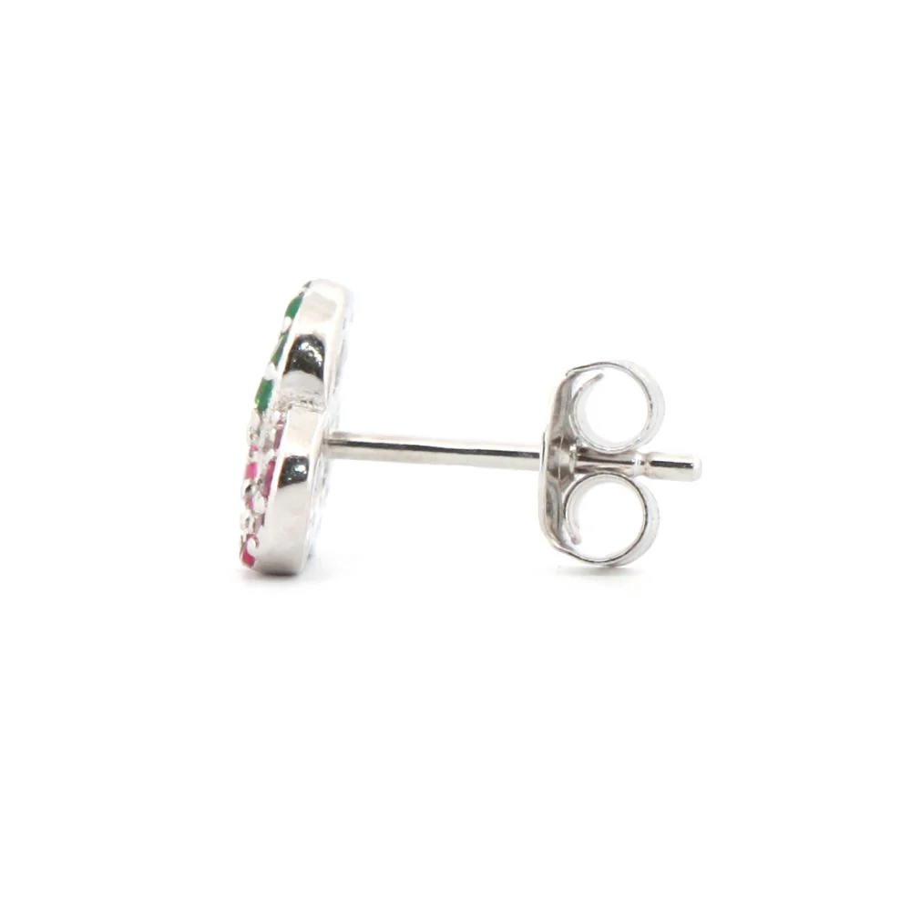 925 Silver Rhodium Plated Multi Col Cubic Zirconia Studs - Image 2