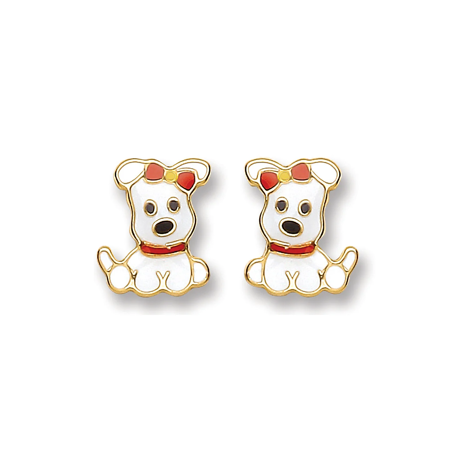 9ct Gold Enameled Puppy Studs - 9ct Gold - Image 2