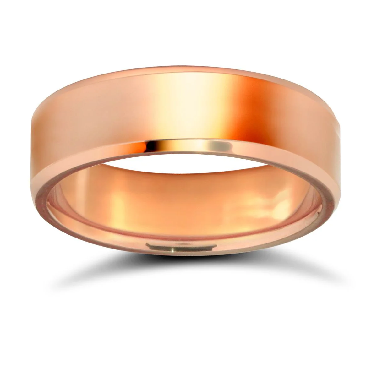 9ct Rose Gold Premium Weight Flat Court Profile Bevelled Edge Wedding Ring