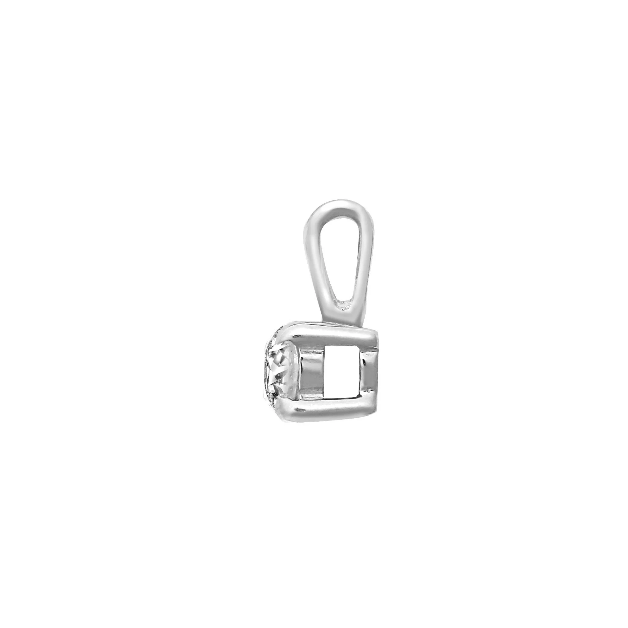 9ct White 0.20ct 4 Claw Natural Diamond Solitaire Pendant - Image 2