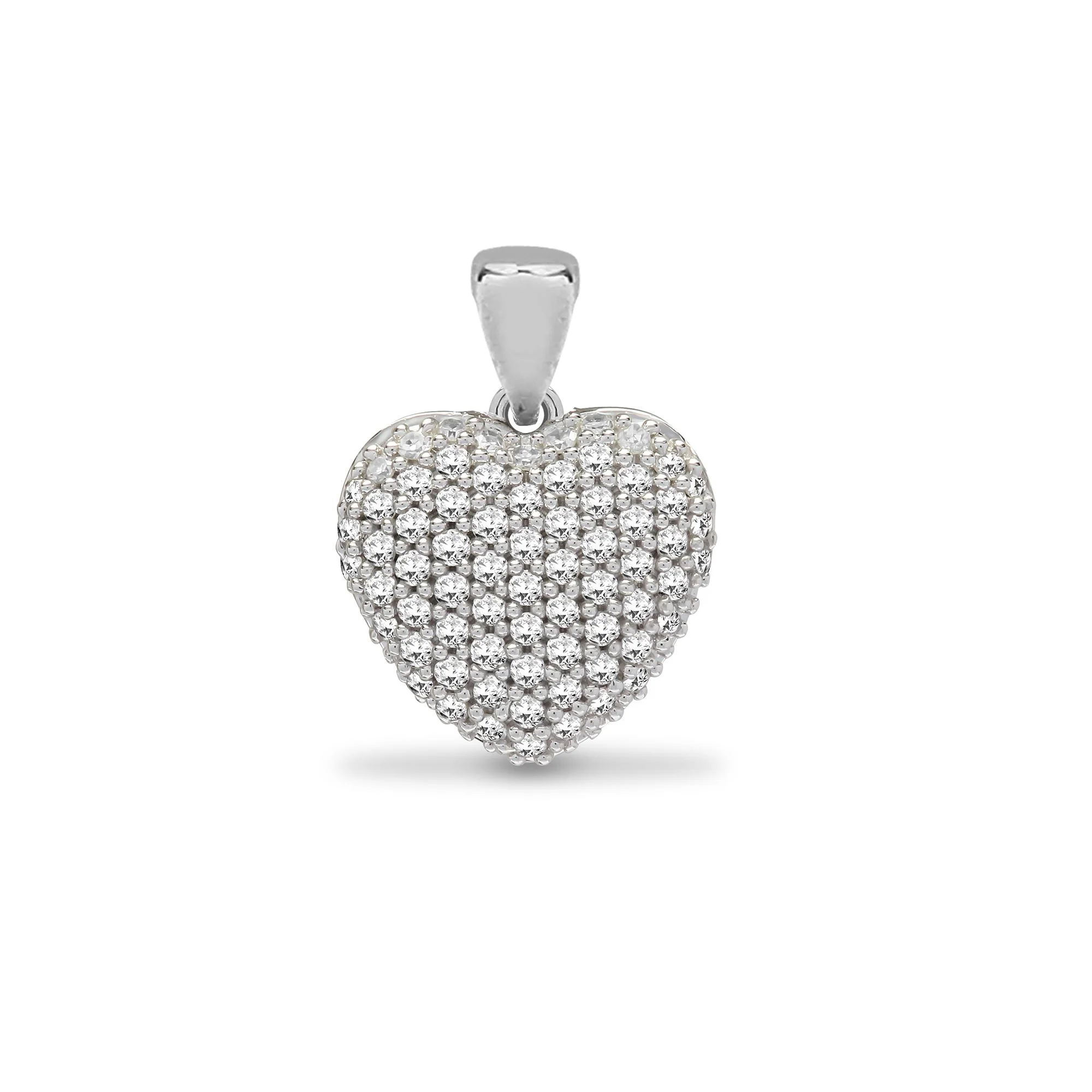 9ct White 0.25ct Pave Set Natural Diamond Heart