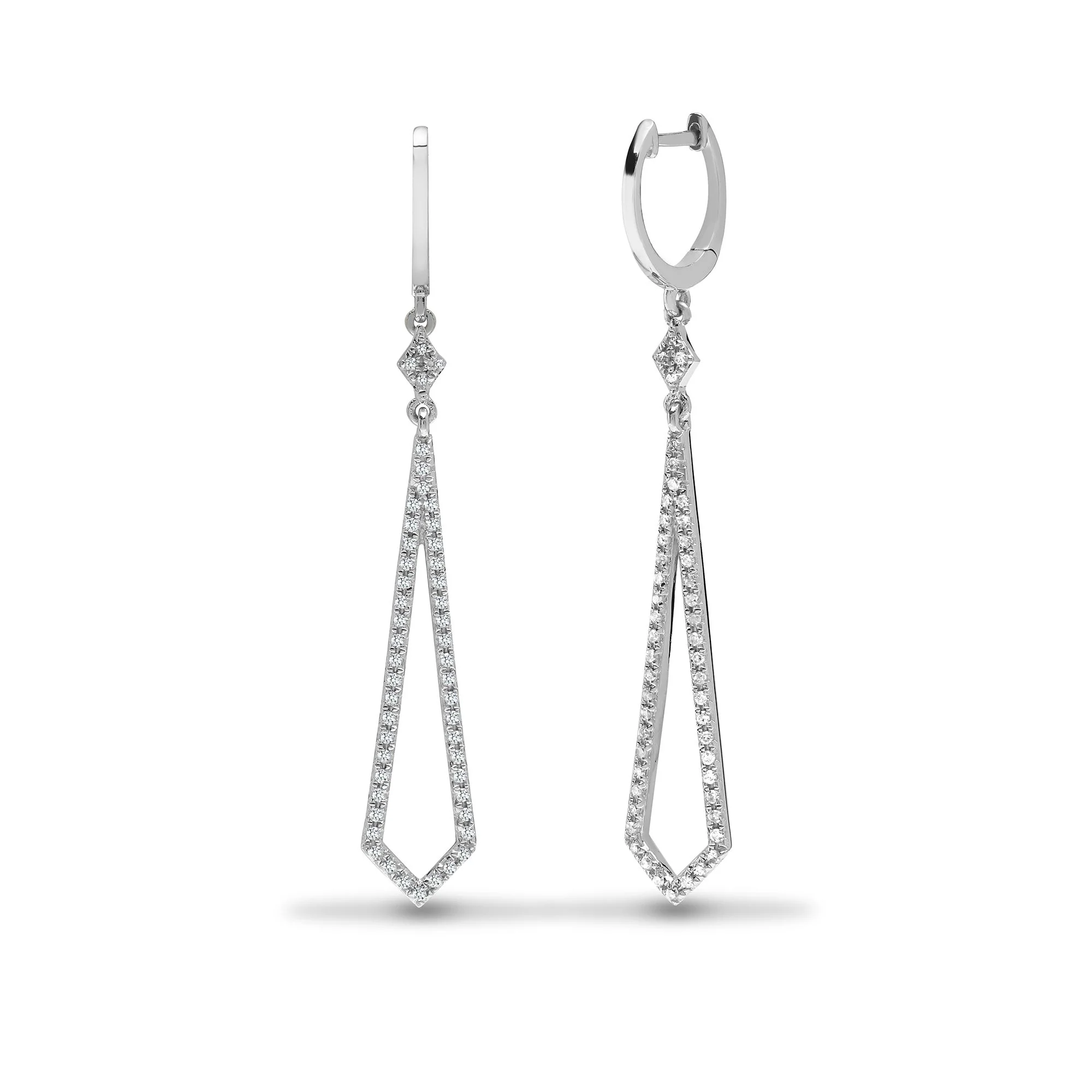 9ct White 28pts Drop Earrings