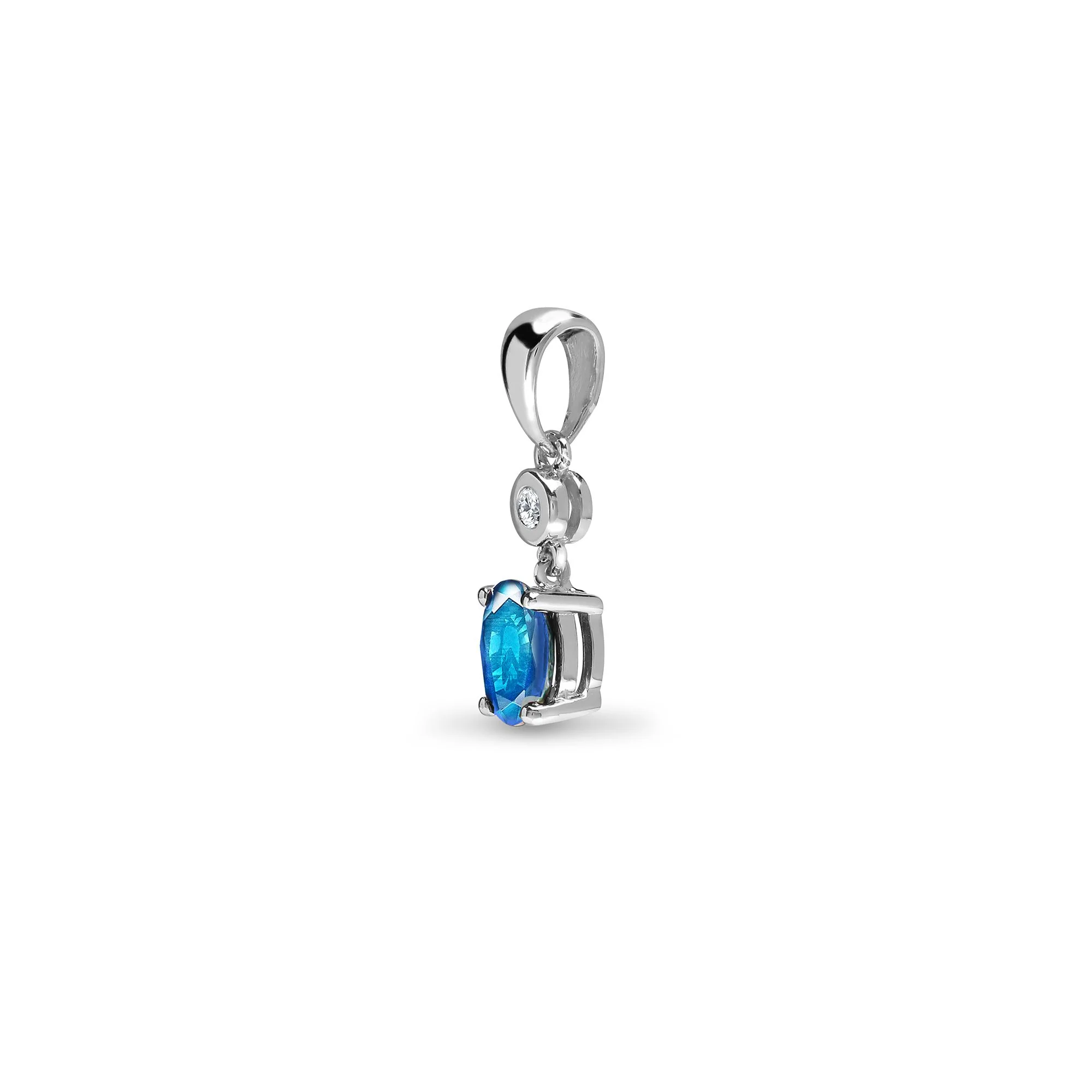 9ct White Dia-4pts Aqua-40pts Drop Pendant - Image 2